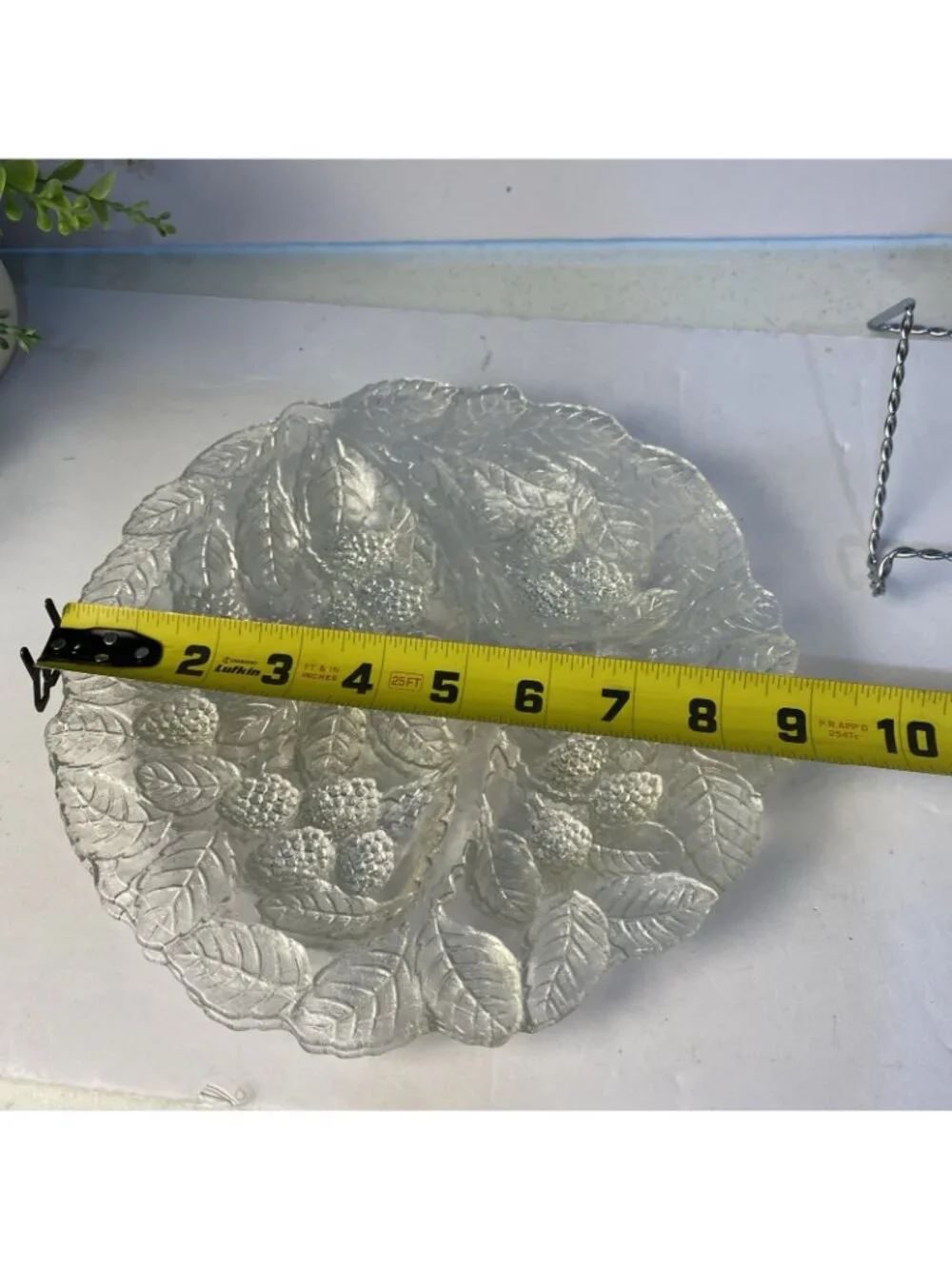 Indiana Glass Raised Embossed Loganberry 3 Section 9” Relish Plates-2